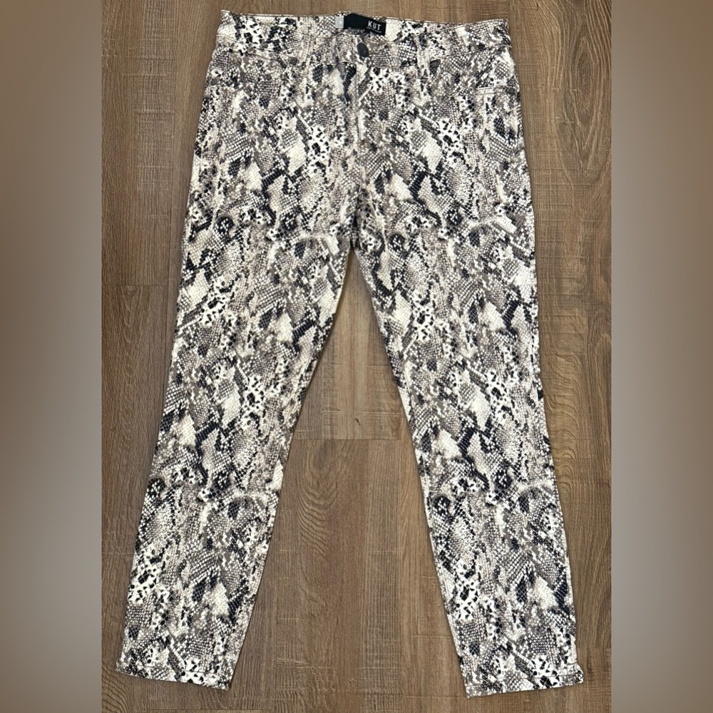 Kut from the Kloth Black & White Snake Print Cropped Jeans